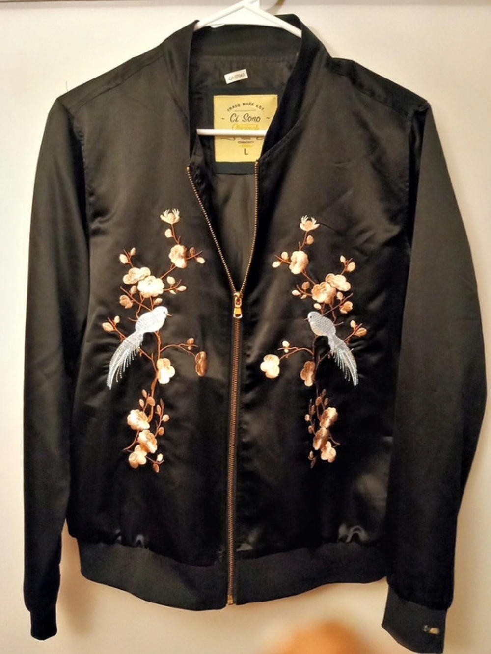 Ci Sono Embroidered Bomber Jacket in Black Large Like New